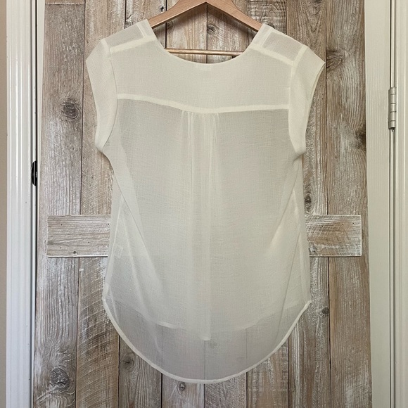 FREE W/ ITEM EQUAL/MORE VALUE Sheer White V-neck Blouse - Picture 3 of 7